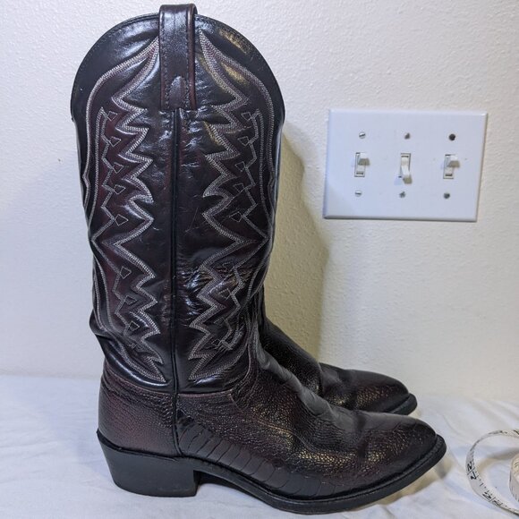 J Chisholm Great Condition Vintage Men's 8.5D Black Cherry Ostrich Leg Hide - Picture 5 of 13